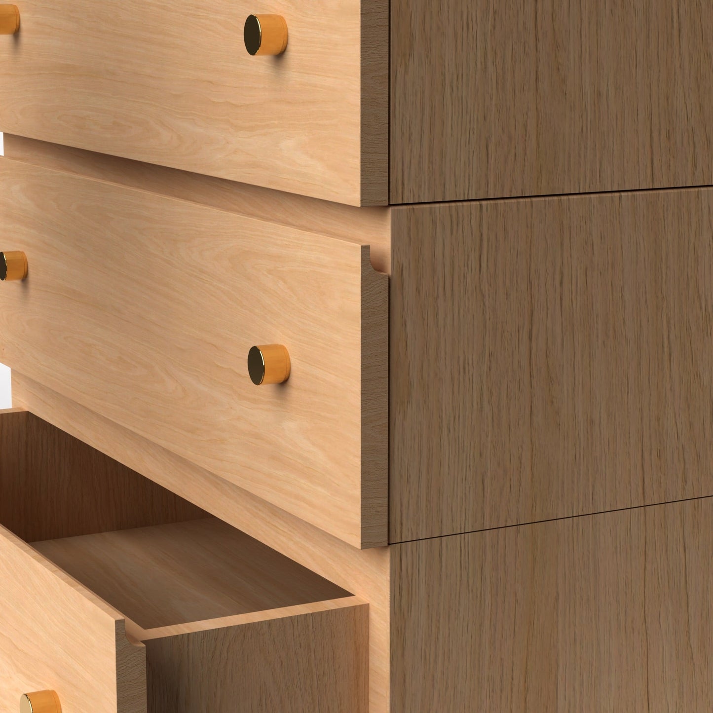 Stava Modular Drawer System | Solid Walnut/Teak/Oak Wood (3x1) | 3 Feet Length