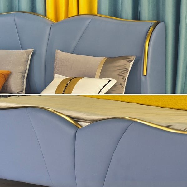 France Upholstered Bed Without Storage In Suede