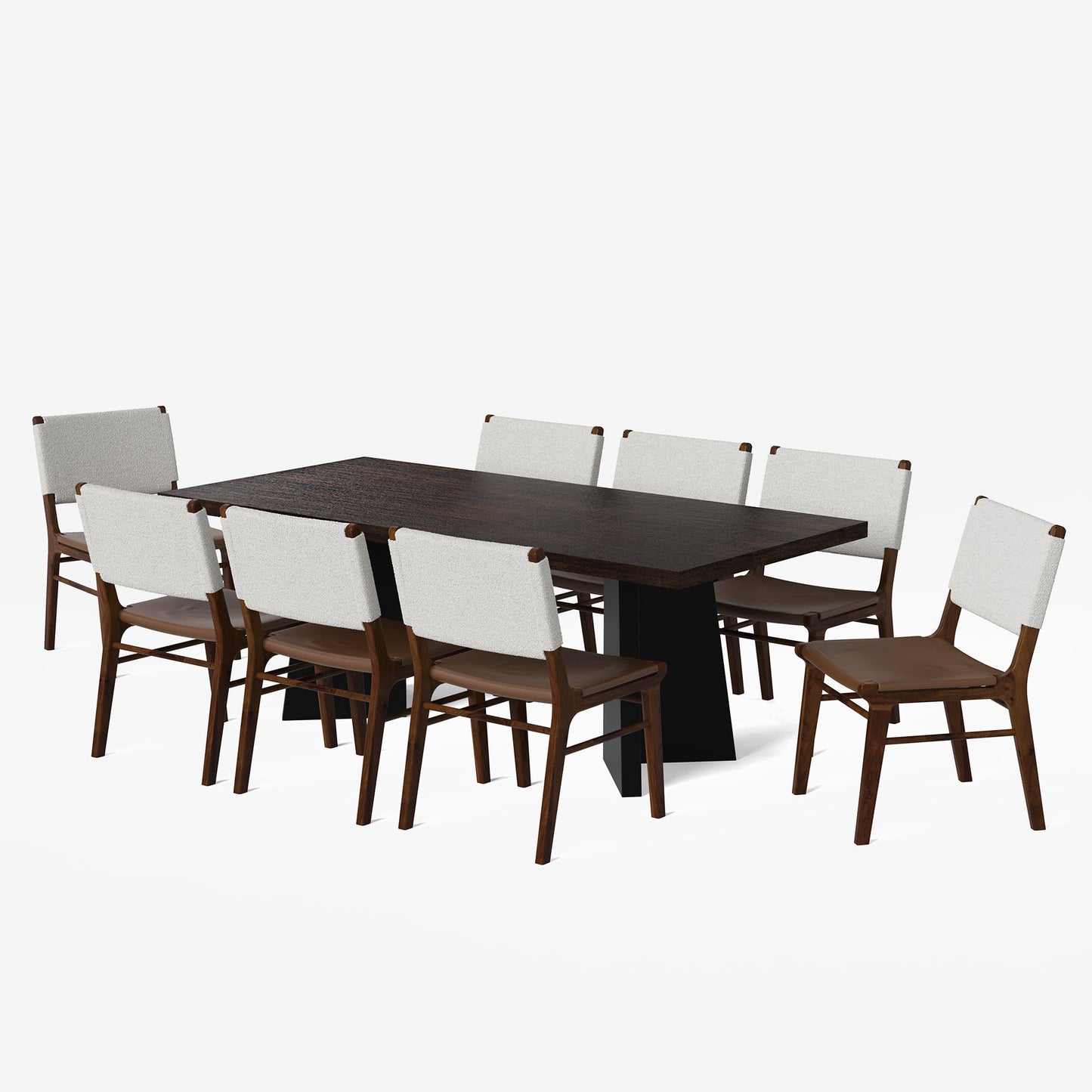 Alejandro-Manor Textured Walnut Dining Table Set - 6 & 8 Seater/ All sizes
