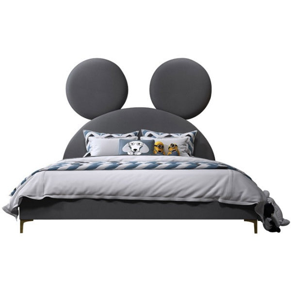 Micky Mouse Upholstered Kids Bed Without Storage In Suede