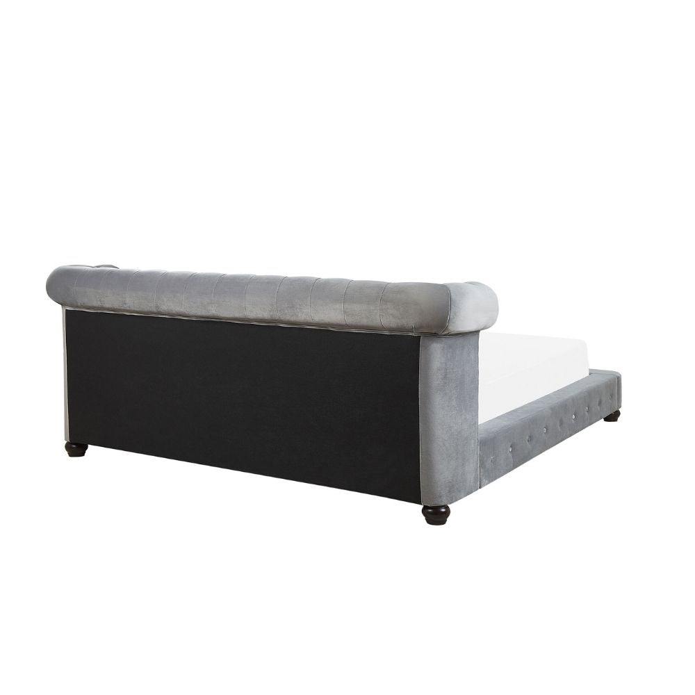 Bran Upholstered Bed Without Storage In Suede