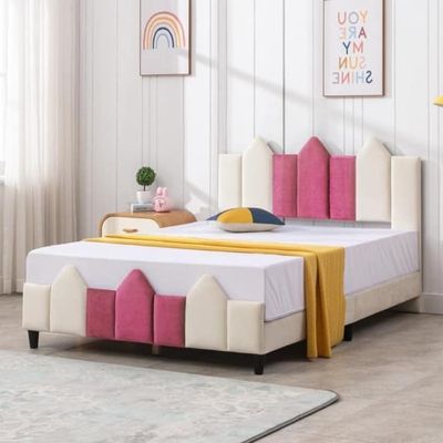 Montessori Upholstered Kids Bed Without Storage In Suede
