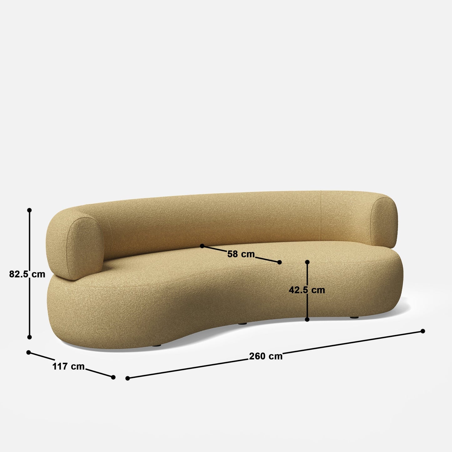 Eliza Curvy 3 Seater Sofa - 102”