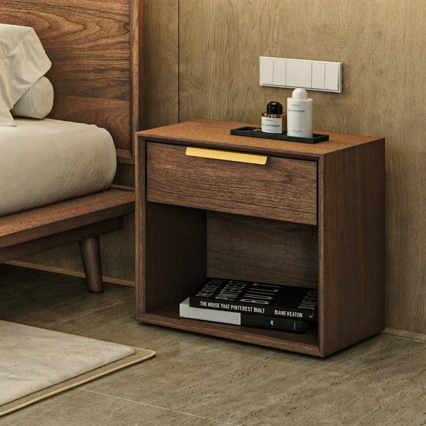 Filo Bedside Table | Solid Walnut/Teak/Oak Wood | 1.5 Feet Length