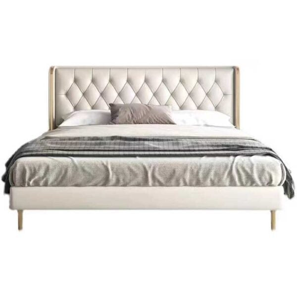 Nova White Upholstered Bed Without Storage In Leatherette