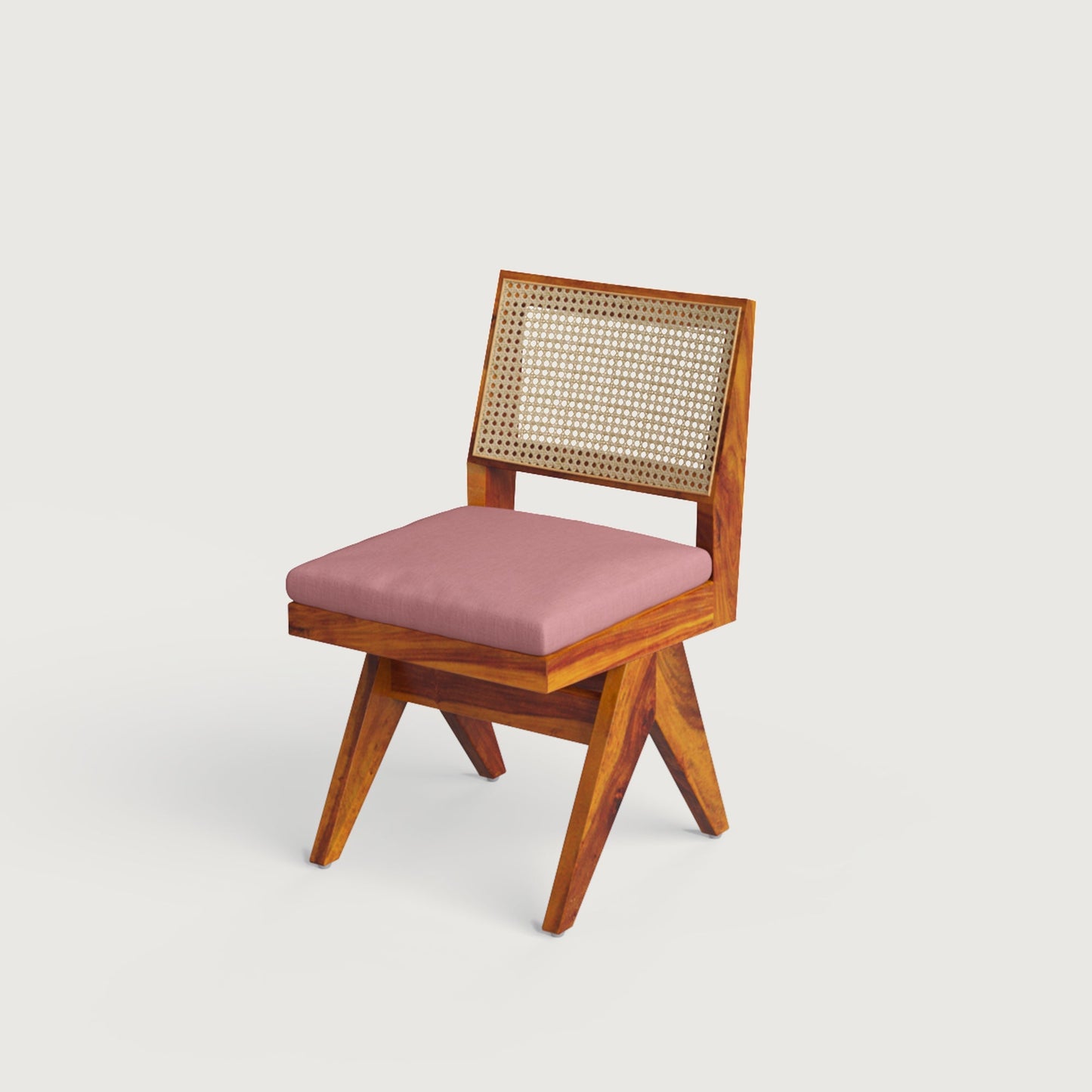 Jean Upholstered Chair in Honey Sheesham and Indian Red