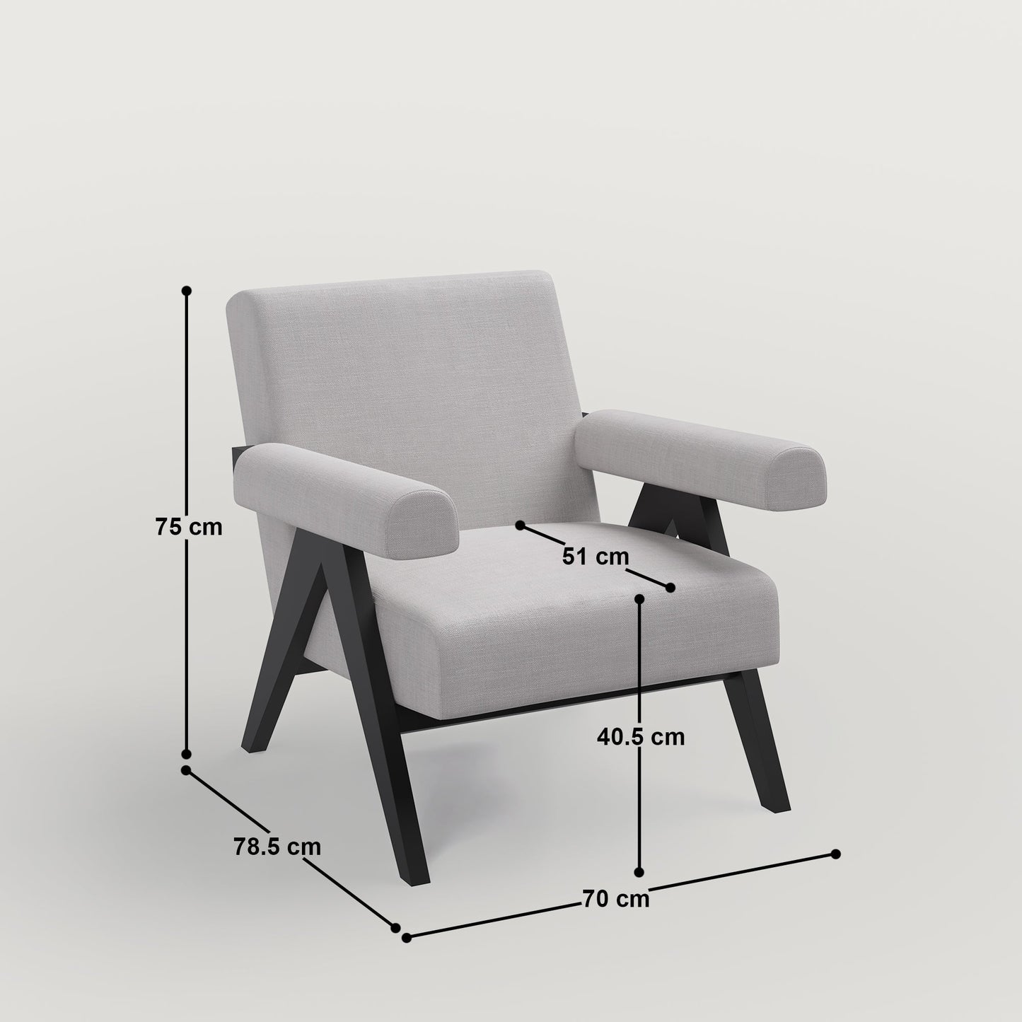 Pierre Accent Chair- Black Matte on Sheesham and Griege Grey Luxury Fabric