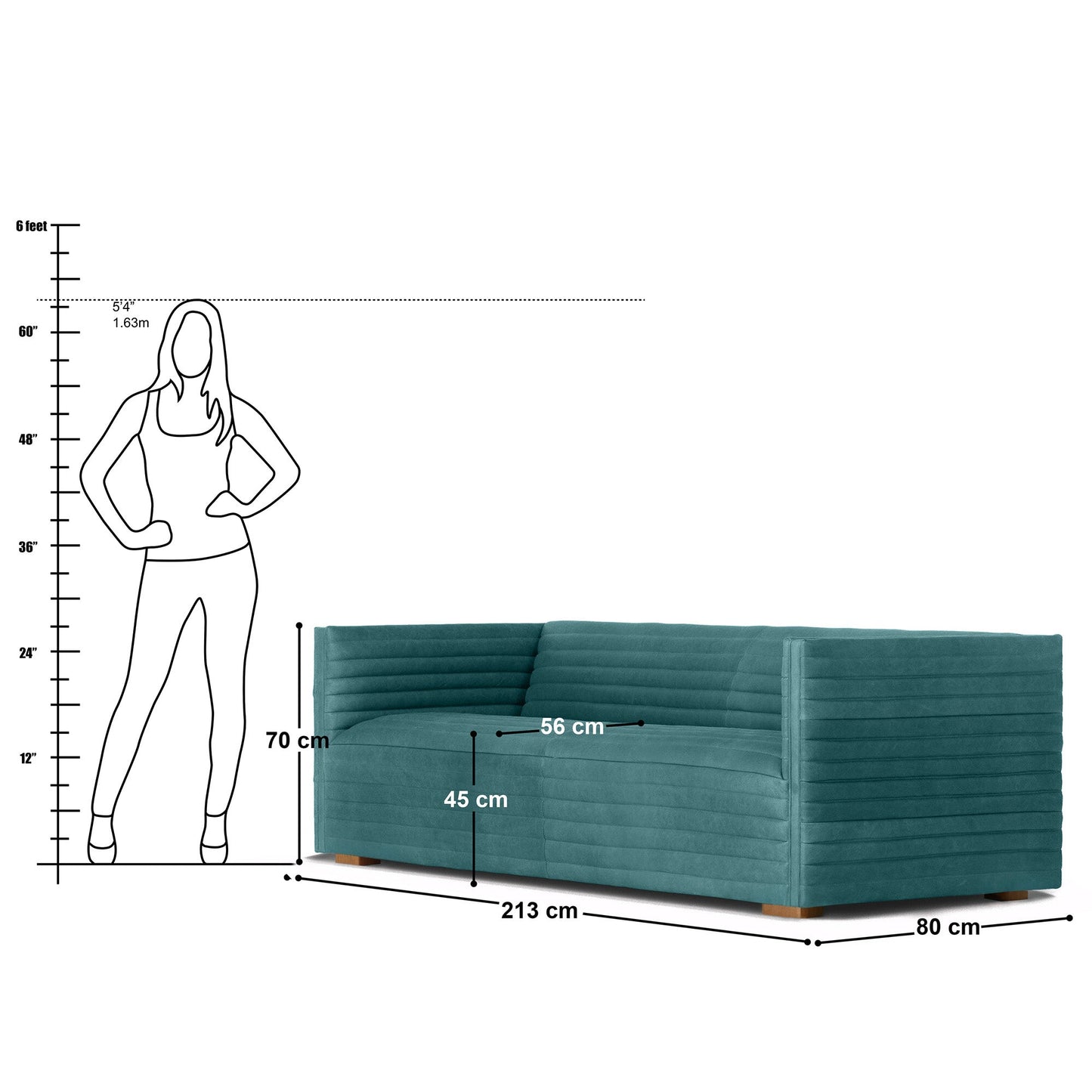 Luiz Tufted 3 Seater Sofa - 84"