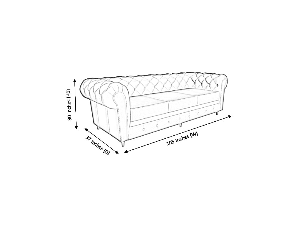 Chesterfield 4 Seater Fabric Sofa