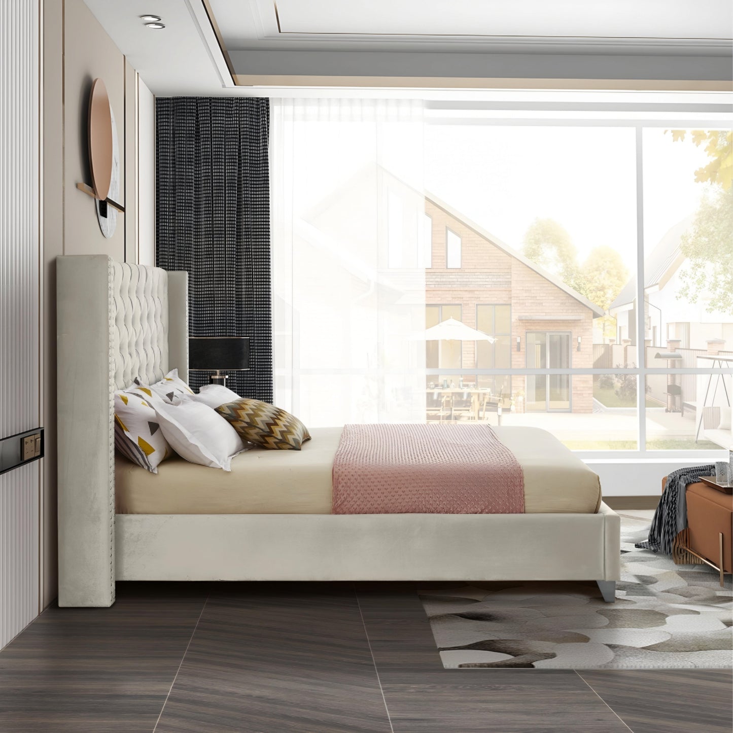 Tony Upholstered Bed Without Storage In Suede