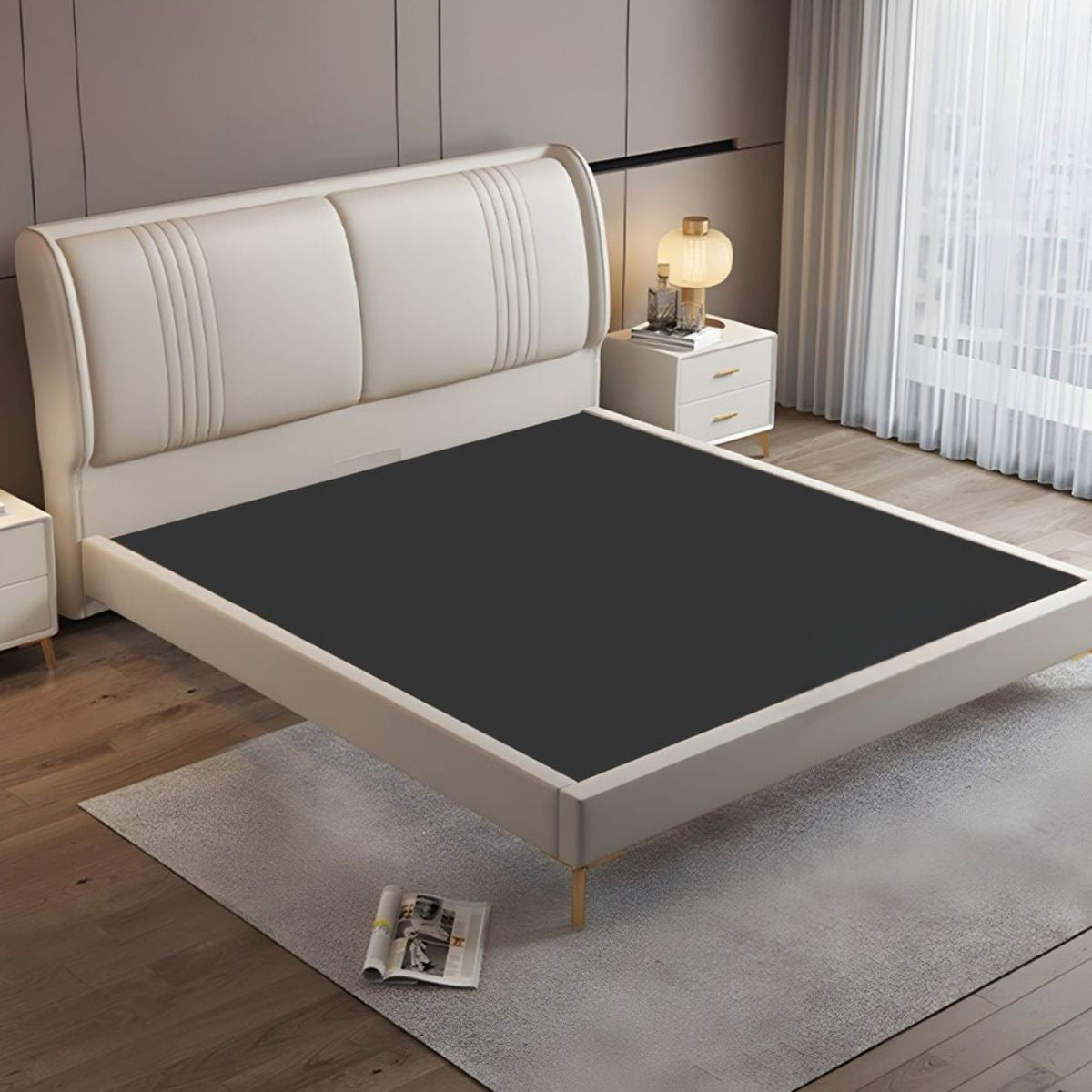 Rocking Upholstered Bed Without Storage In Leatherette