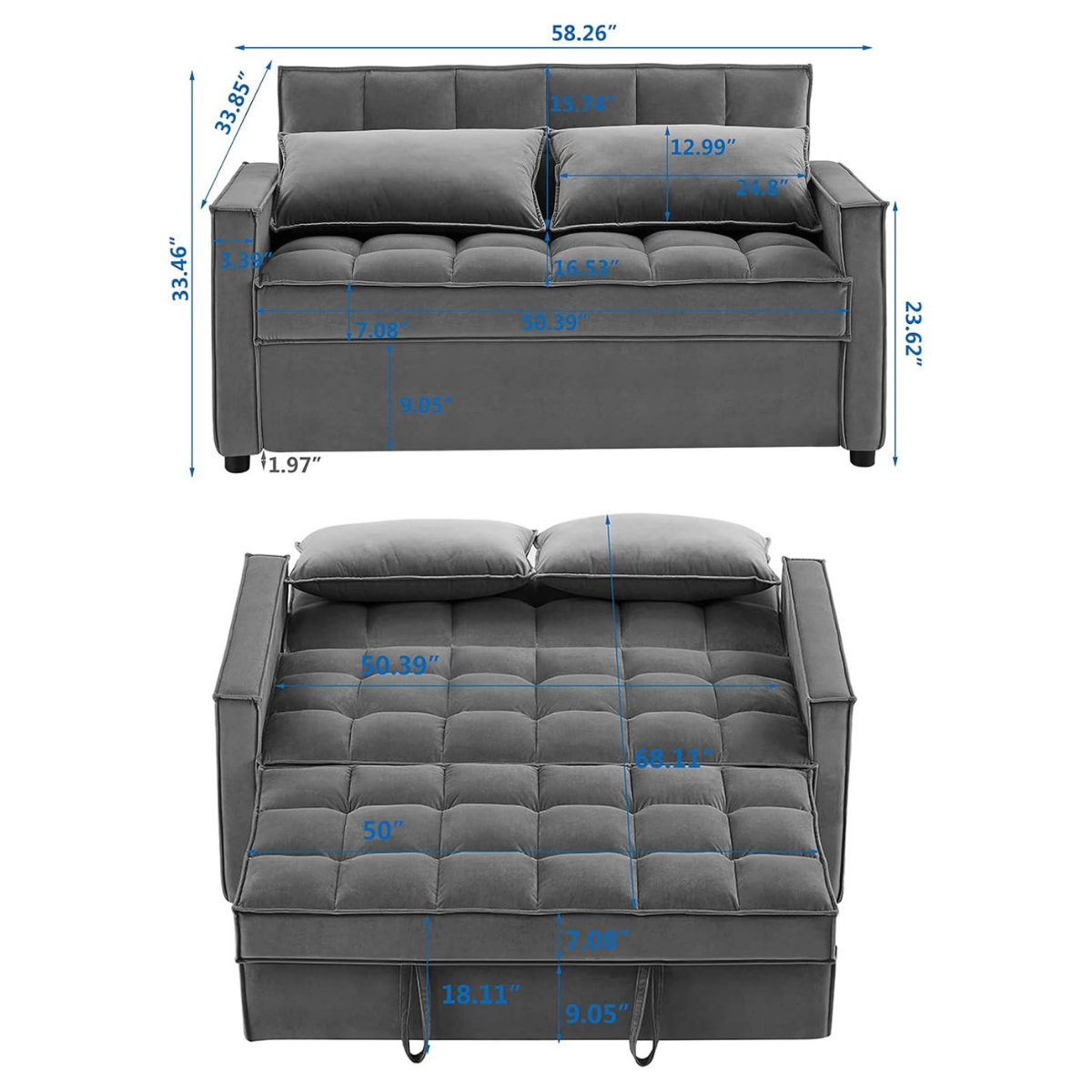 Duilio Sofa Cum Bed in Suede