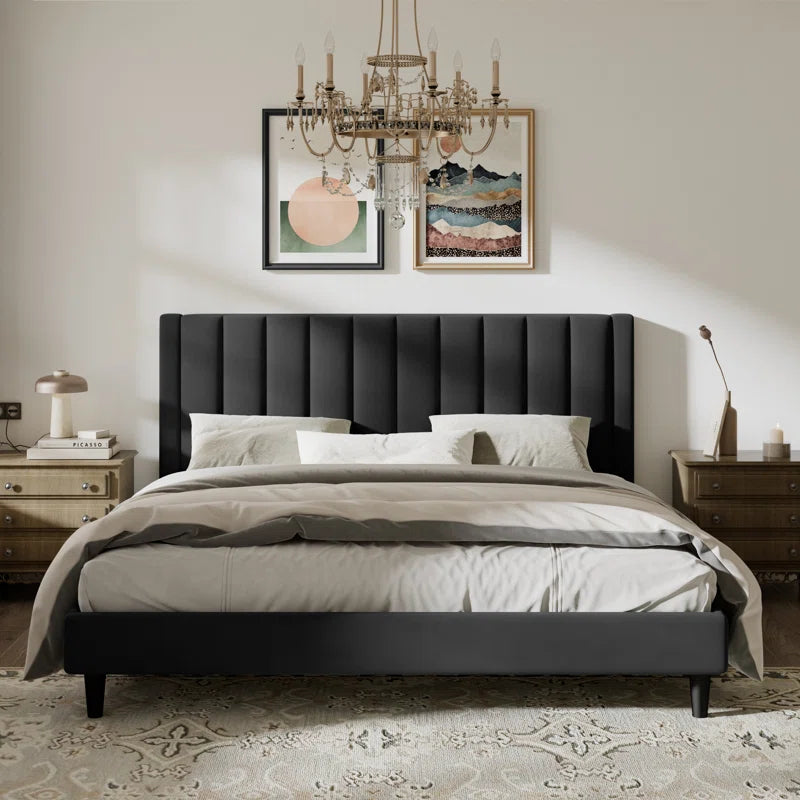 Max Upholstered Bed Without Storage In Suede