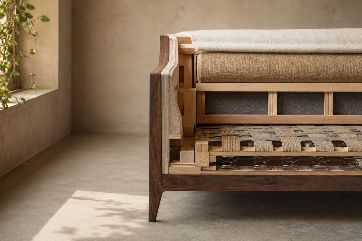 Premium sofa frame construction and structural materials