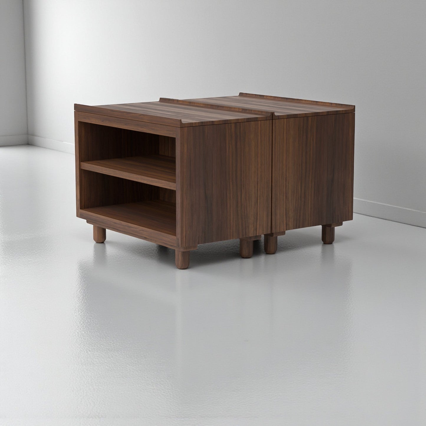 Stava Bedside Table | Solid Walnut/Teak/Oak Wood (Open) | 3 Feet Length
