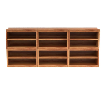 Stava Modular Shelving System | Solid Walnut/Teak/Oak Wood (4x3) | 8 Feet Length