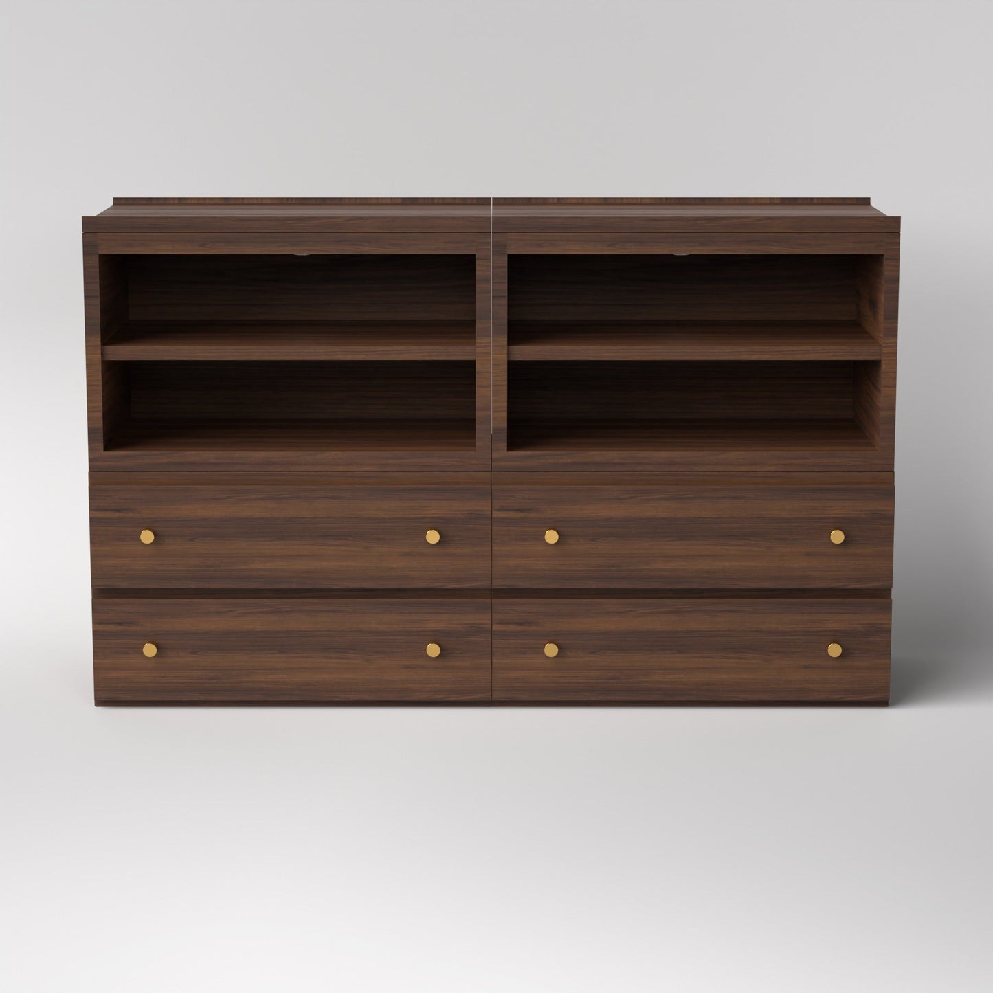 Stava Modular Credenza System | Solid Walnut/Teak/Oak Wood (4x2) | 5.5 Feet Length