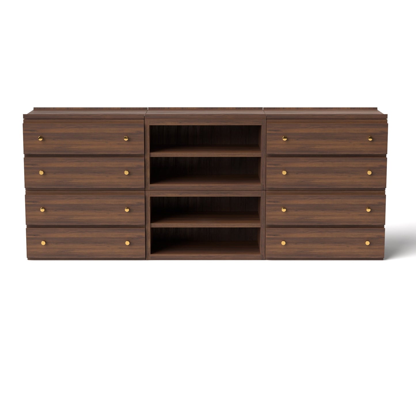 Stava Modular Credenza System | Solid Walnut/Teak/Oak Wood (4x3) | 8 Feet Length