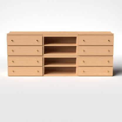 Stava Modular Credenza System | Solid Walnut/Teak/Oak Wood (4x3) | 8 Feet Length