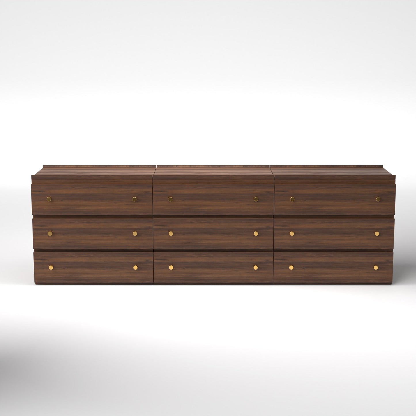 Stava Modular Drawer System | Solid Walnut/Teak/Oak Wood (3x3) | 8 Feet Length