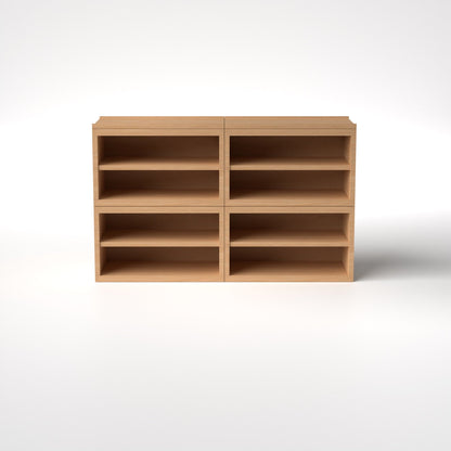 Stava Modular Shelving System | Solid Walnut/Teak/Oak Wood (4x2) | 5.5 Feet Length