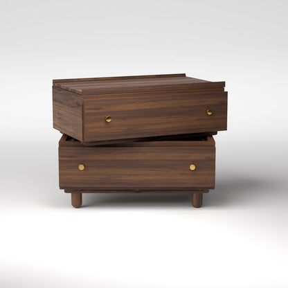 Stava Bedside Table | Solid Walnut/Teak/Oak Wood | 3 Feet Length