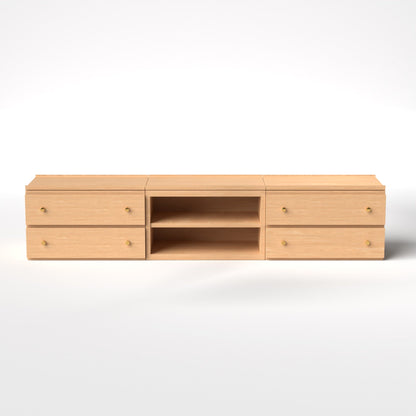 Stava Modular Credenza System | Solid Walnut/Teak/Oak Wood (2x3) | 8 Feet Length