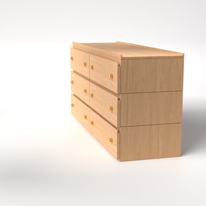 Stava Modular Drawer System | Solid Walnut/Teak/Oak Wood (3x2) | 5.5 Feet Length