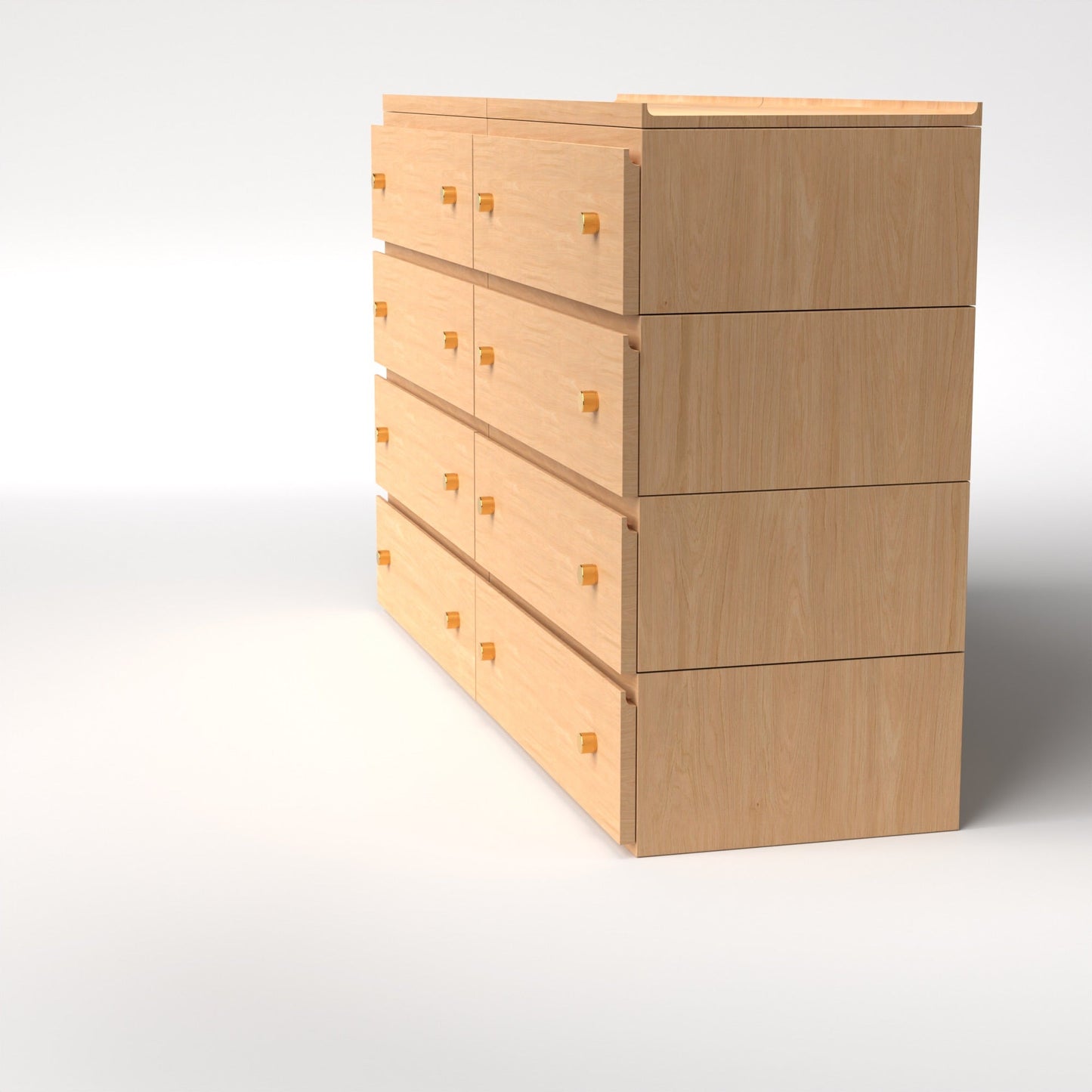 Stava Modular Drawer System | Solid Walnut/Teak/Oak Wood (4x2) | 5.5 Feet Length