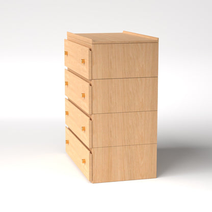 Stava Modular Drawer System | Solid Walnut/Teak/Oak Wood (4x1) | 3 Feet Length