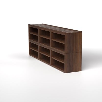 Stava Modular Shelving System | Solid Walnut/Teak/Oak Wood (4x3) | 8 Feet Length