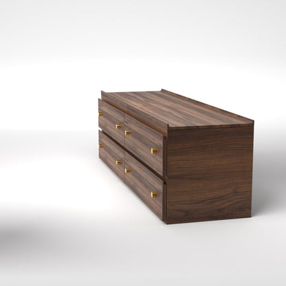 Stava Modular Drawer System | Solid Walnut/Teak/Oak Wood (2x2) | 5.5 Feet Length