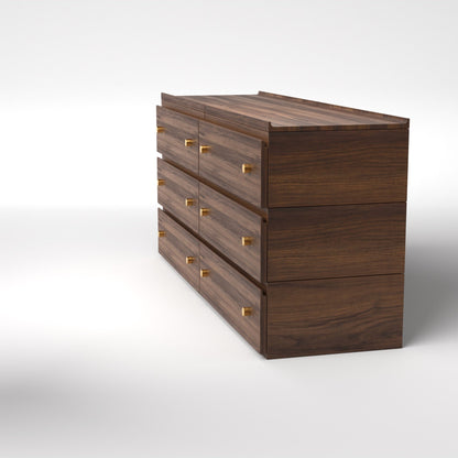 Stava Modular Drawer System | Solid Walnut/Teak/Oak Wood (3x2) | 5.5 Feet Length