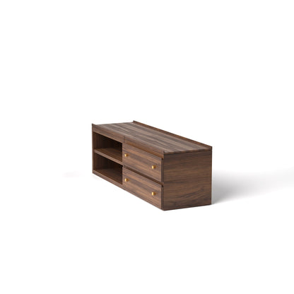 Stava Modular Credenza System | Solid Walnut/Teak/Oak Wood (2x2) | 5.5 Feet Length