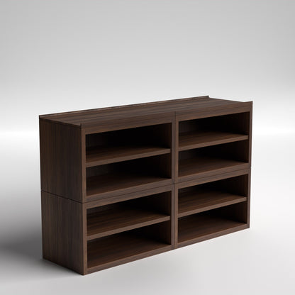 Stava Modular Shelving System | Solid Walnut/Teak/Oak Wood (4x2) | 5.5 Feet Length