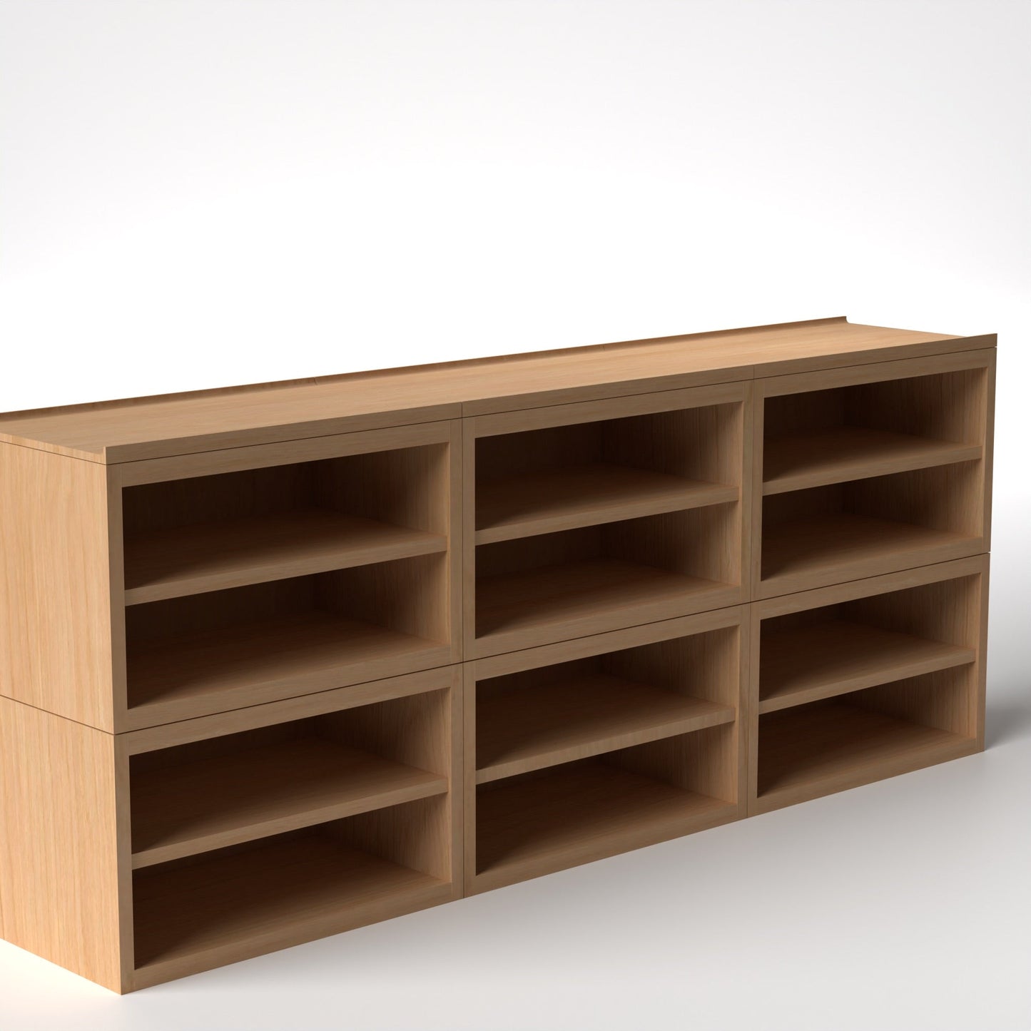 Stava Modular Shelving System | Solid Walnut/Teak/Oak Wood (4x3) | 8 Feet Length