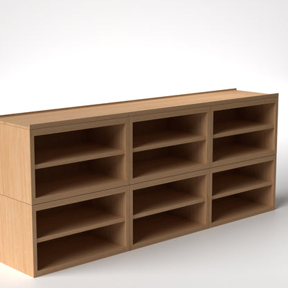 Stava Modular Shelving System | Solid Walnut/Teak/Oak Wood (4x3) | 8 Feet Length