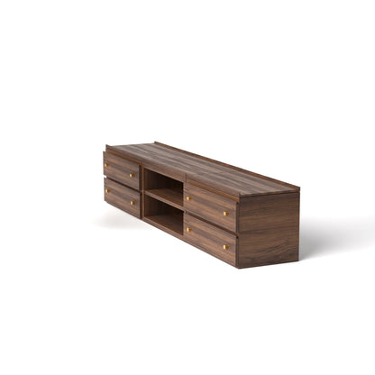 Stava Modular Credenza System | Solid Walnut/Teak/Oak Wood (2x3) | 8 Feet Length