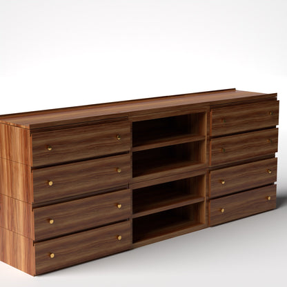 Stava Modular Credenza System | Solid Walnut/Teak/Oak Wood (4x3) | 8 Feet Length