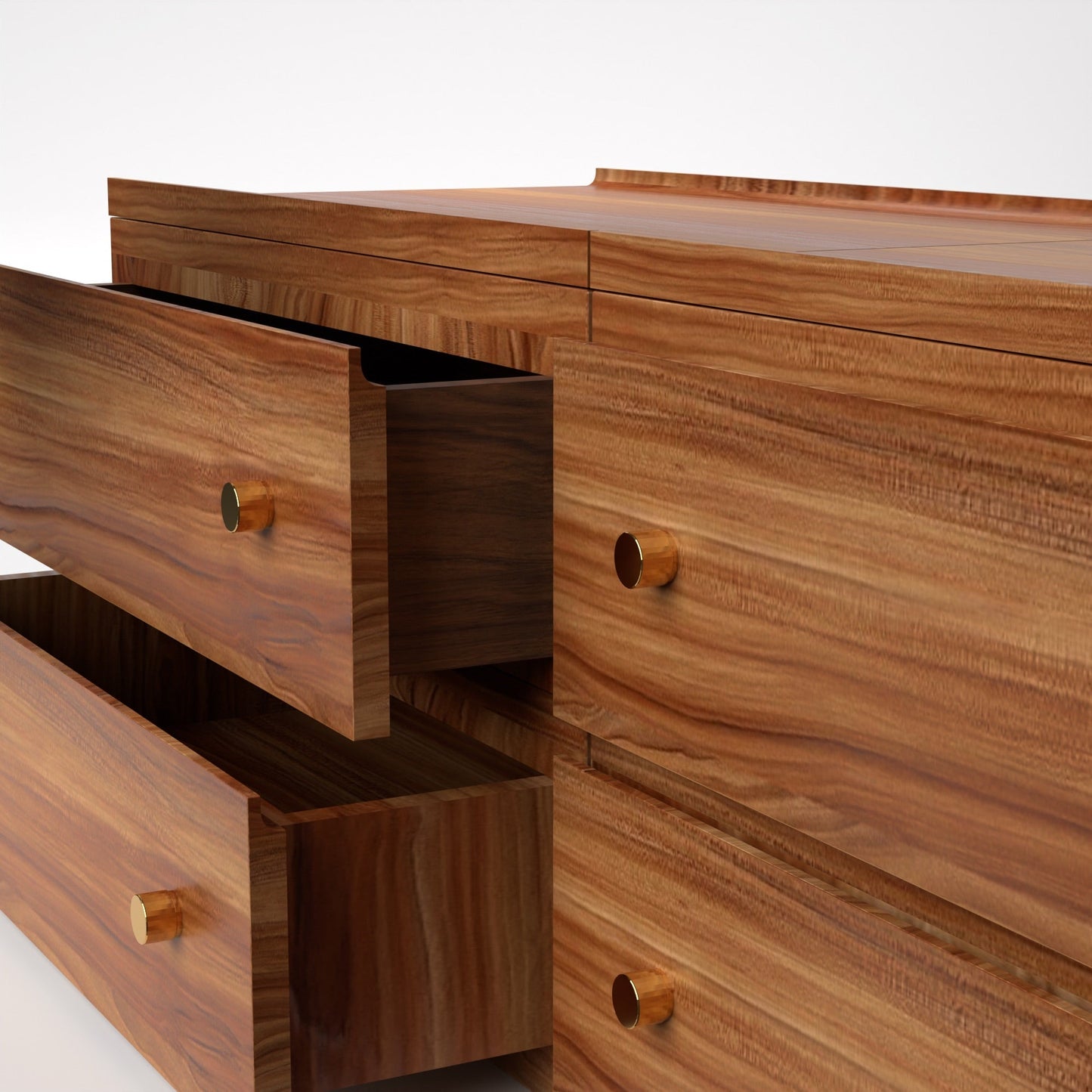 Stava Modular Drawer System | Solid Walnut/Teak/Oak Wood (2x2) | 5.5 Feet Length