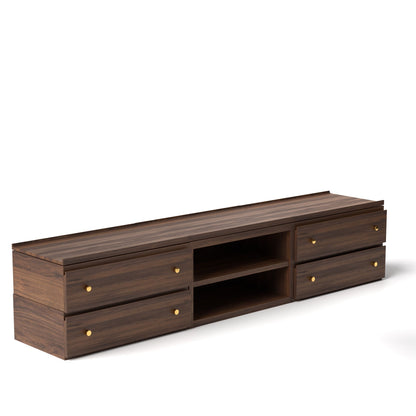 Stava Modular Credenza System | Solid Walnut/Teak/Oak Wood (2x3) | 8 Feet Length