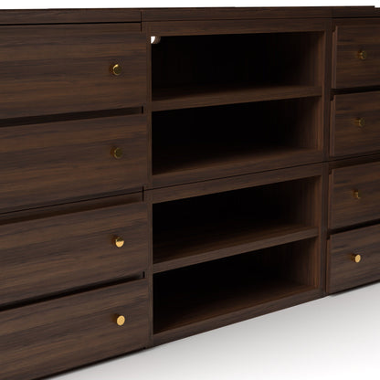 Stava Modular Credenza System | Solid Walnut/Teak/Oak Wood (4x3) | 8 Feet Length