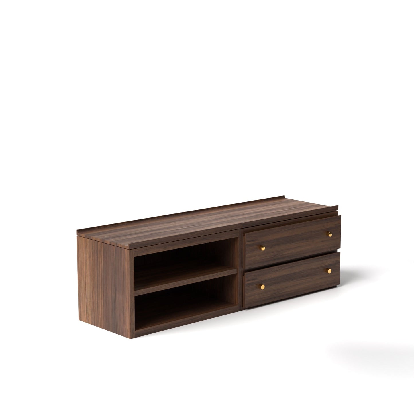 Stava Modular Credenza System | Solid Walnut/Teak/Oak Wood (2x2) | 5.5 Feet Length