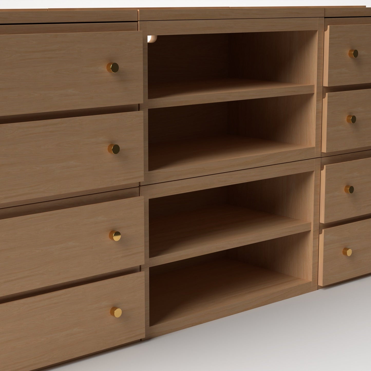 Stava Modular Credenza System | Solid Walnut/Teak/Oak Wood (4x3) | 8 Feet Length