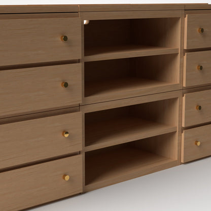 Stava Modular Credenza System | Solid Walnut/Teak/Oak Wood (4x3) | 8 Feet Length