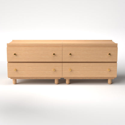 Stava Modular Drawer System | Solid Walnut/Teak/Oak Wood (2x2) | 5.5 Feet Length