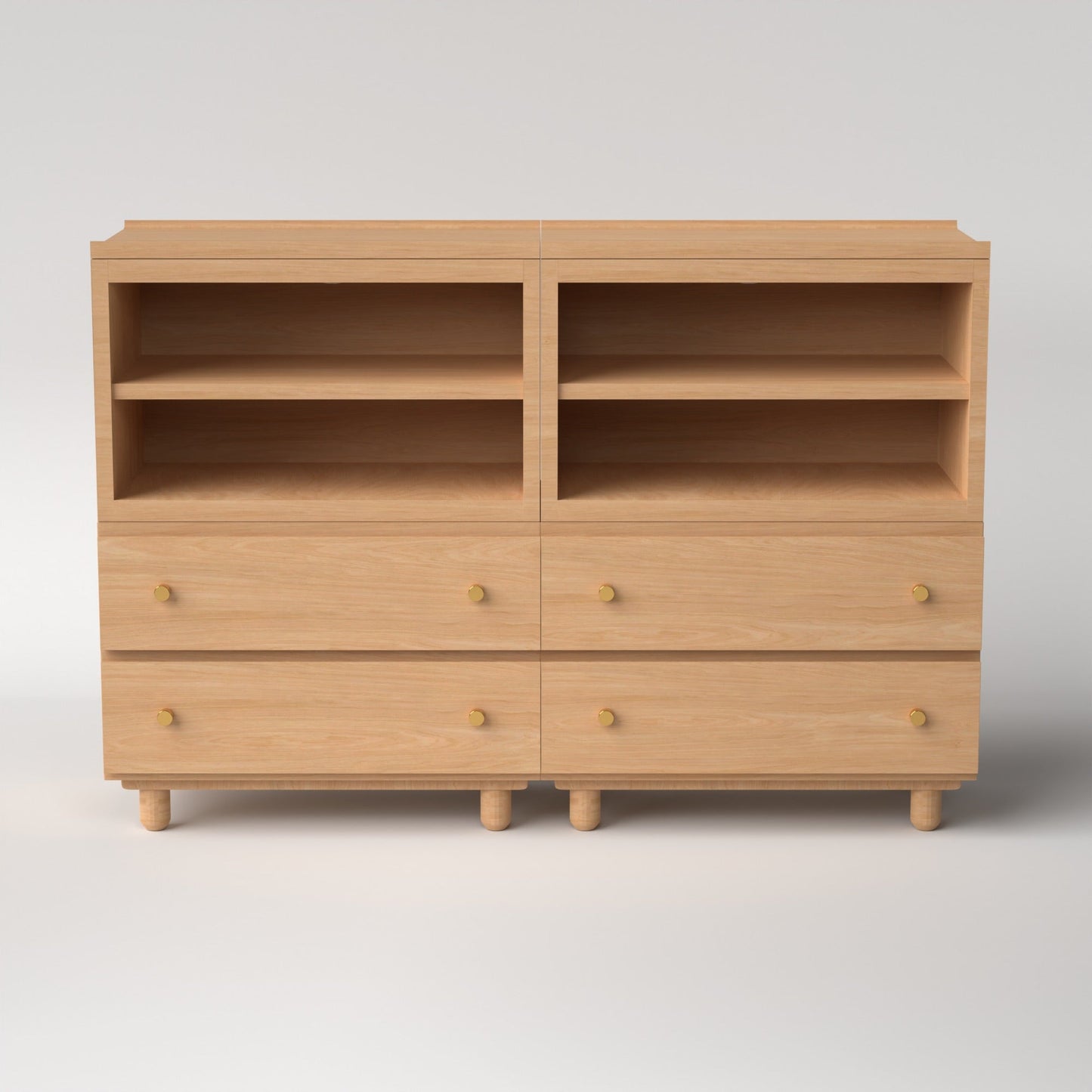 Stava Modular Credenza System | Solid Walnut/Teak/Oak Wood (4x2) | 5.5 Feet Length