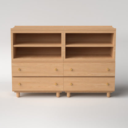 Stava Modular Credenza System | Solid Walnut/Teak/Oak Wood (4x2) | 5.5 Feet Length