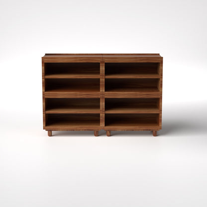 Stava Modular Shelving System | Solid Walnut/Teak/Oak Wood (4x2) | 5.5 Feet Length