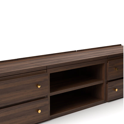 Stava Modular Credenza System | Solid Walnut/Teak/Oak Wood (2x3) | 8 Feet Length